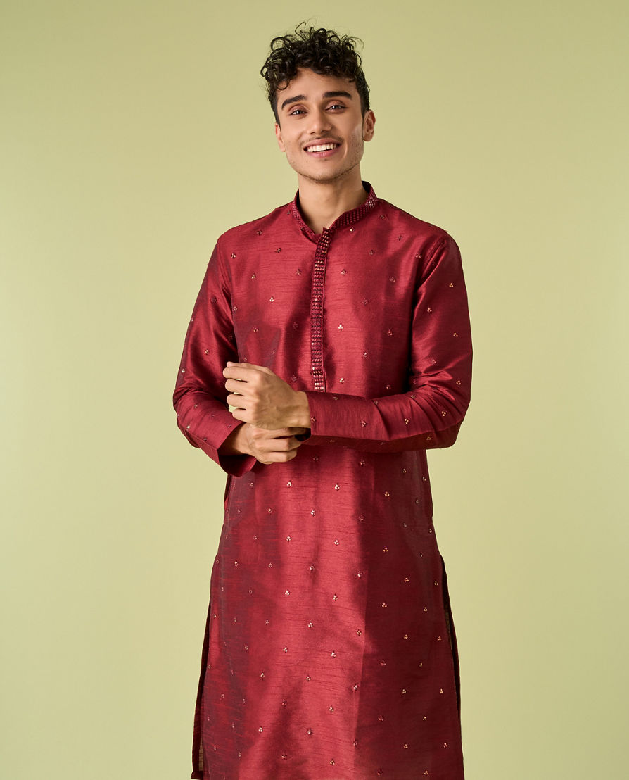 Diwas Men Maroon Majesty Kurta Pajama