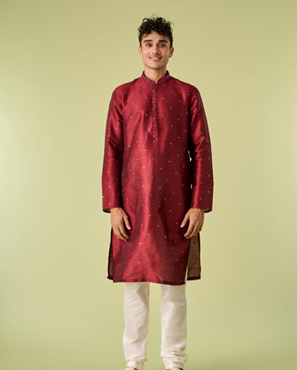 Diwas Men Maroon Majesty Kurta Pajama