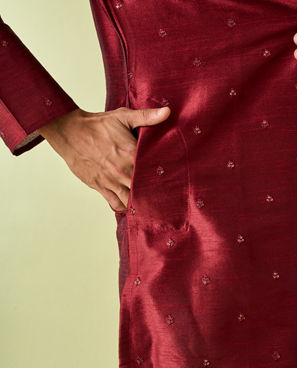 Diwas Men Maroon Majesty Kurta Pajama