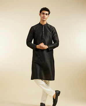 Diwas Men Midnight Black Buta Embroidered Kurta Pajama with Sequin Work