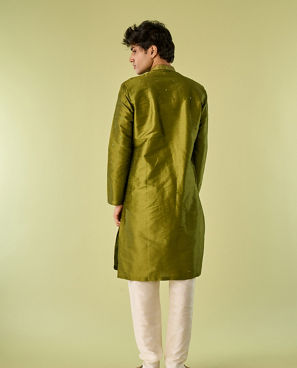 Diwas Men Olive Green Festive Kurta Pajama