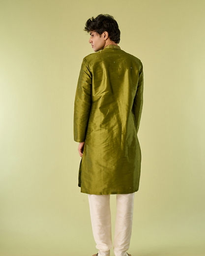 Diwas Men Olive Green Festive Kurta Pajama