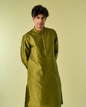 Diwas Men Olive Green Festive Kurta Pajama