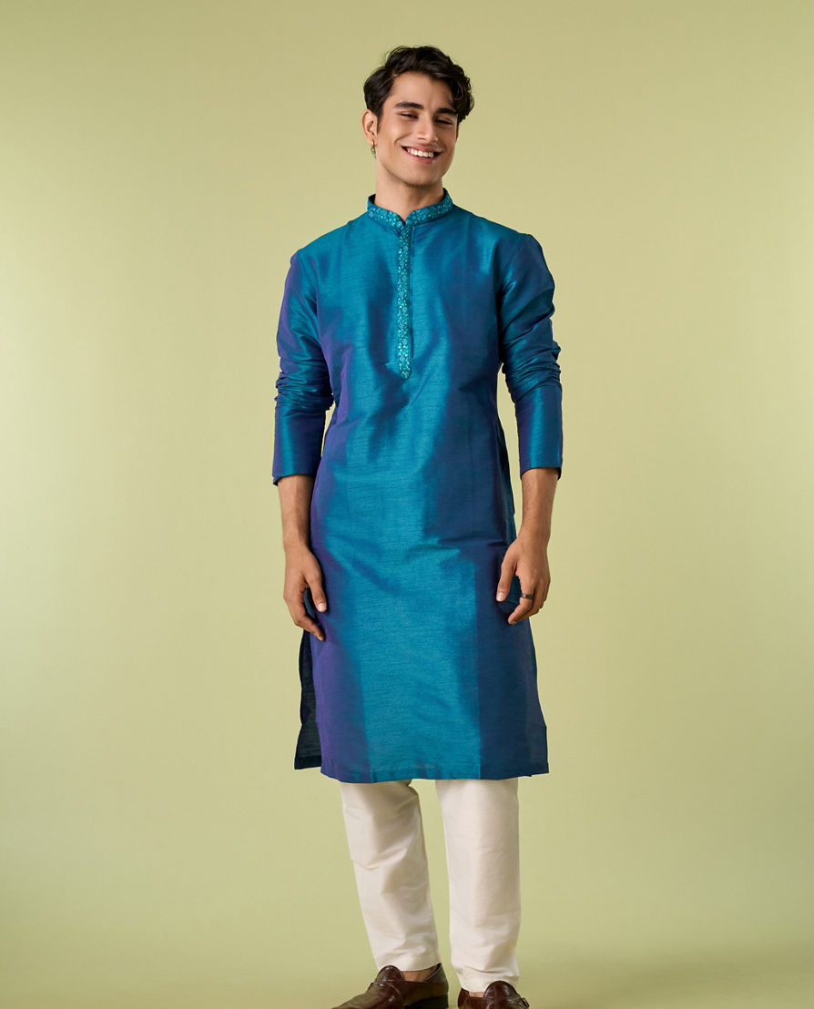 Diwas Men Teal Green Festive Kurta Pajama