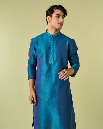 Diwas Men Teal Green Festive Kurta Pajama