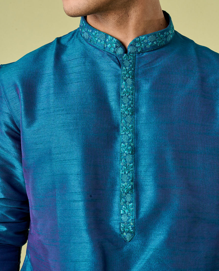 Diwas Men Teal Green Festive Kurta Pajama