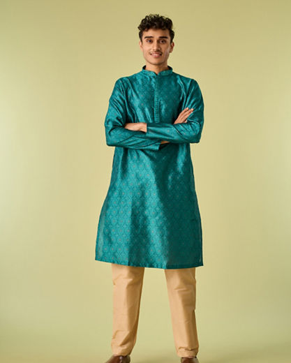 Diwas Men Teal Green Elegance Kurta Pajama
