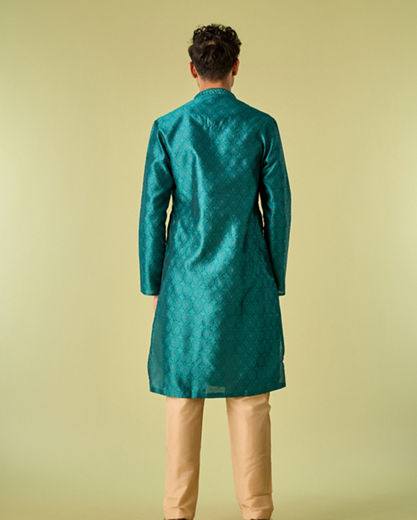 Diwas Men Teal Green Elegance Kurta Pajama
