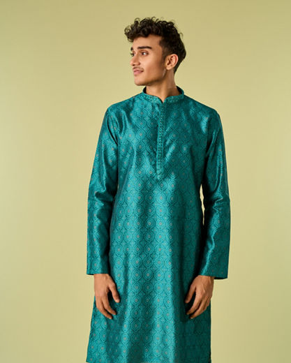 Diwas Men Teal Green Elegance Kurta Pajama