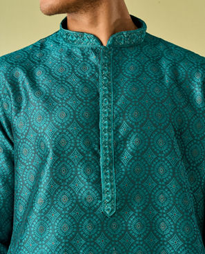Diwas Men Teal Green Elegance Kurta Pajama