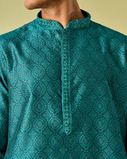 Diwas Men Teal Green Elegance Kurta Pajama