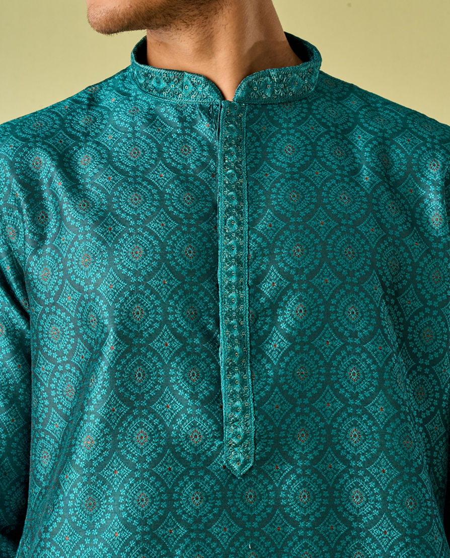 Diwas Men Teal Green Elegance Kurta Pajama