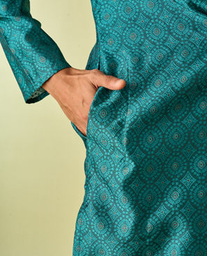 Diwas Men Teal Green Elegance Kurta Pajama