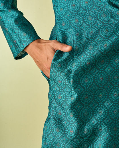 Diwas Men Teal Green Elegance Kurta Pajama