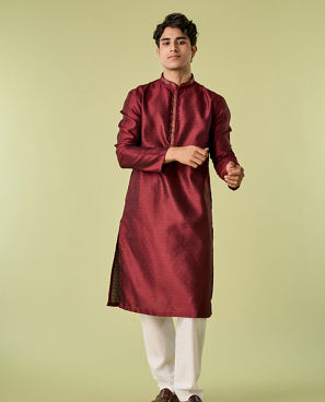 Diwas Men Maroon Majesty Kurta Pajama