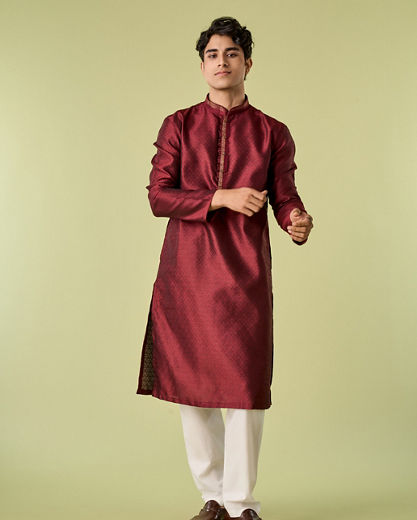 Diwas Men Maroon Majesty Kurta Pajama