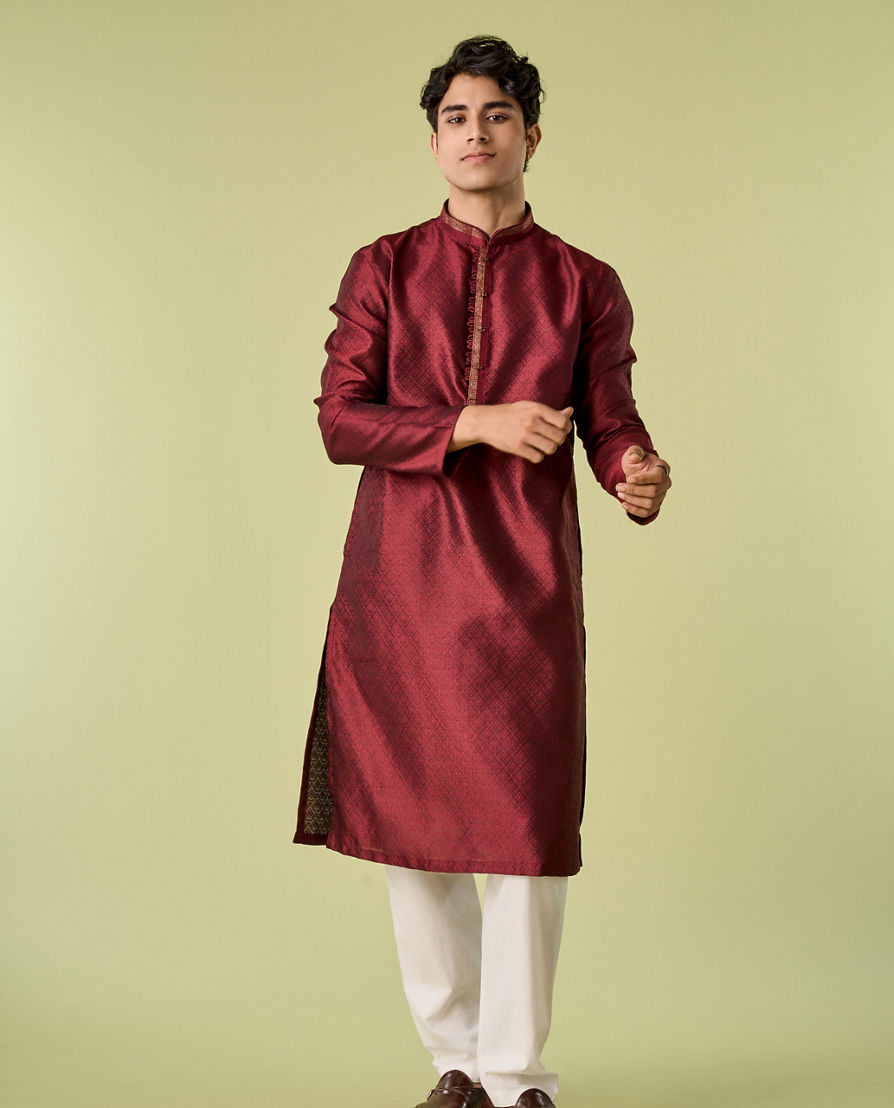 Diwas Men Maroon Majesty Kurta Pajama