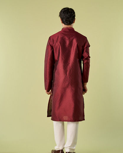 Diwas Men Maroon Majesty Kurta Pajama