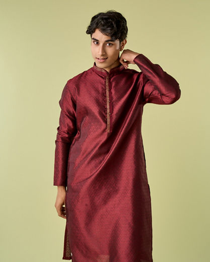 Diwas Men Maroon Majesty Kurta Pajama