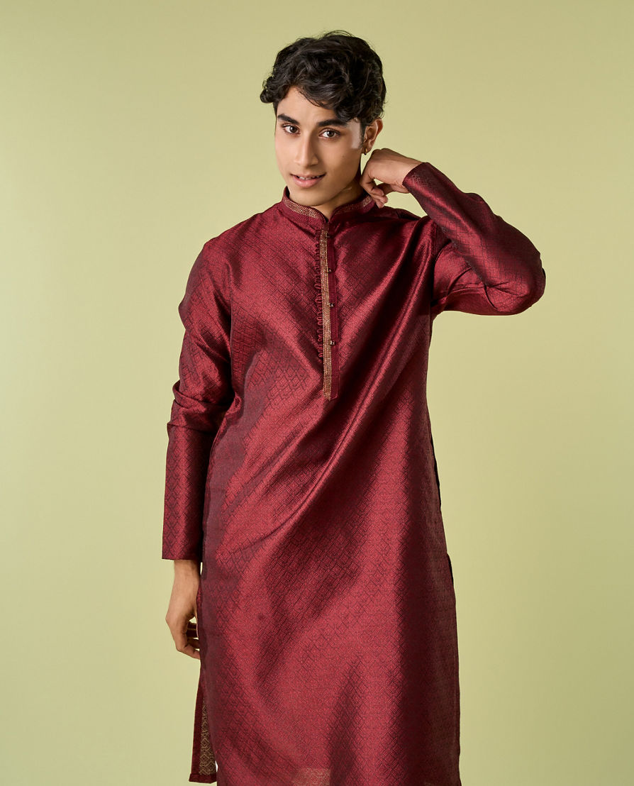 Diwas Men Maroon Majesty Kurta Pajama
