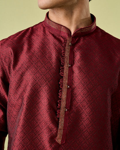 Diwas Men Maroon Majesty Kurta Pajama