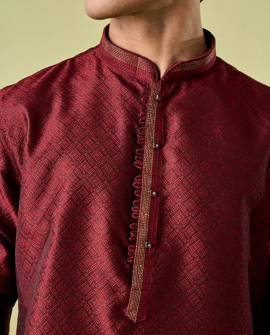 Diwas Men Maroon Majesty Kurta Pajama