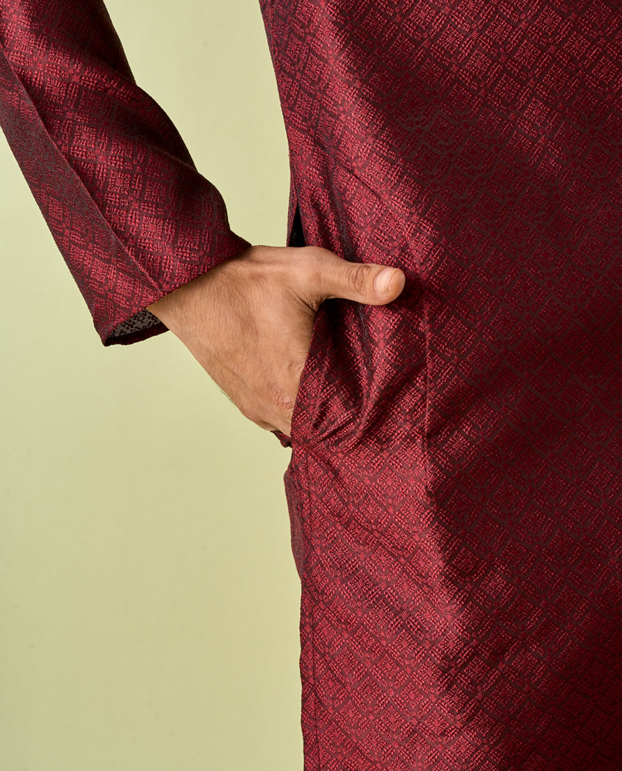 Diwas Men Maroon Majesty Kurta Pajama
