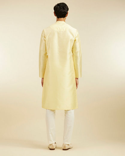 Diwas Men Lemon Yellow Grid Patterned Kurta Pajama