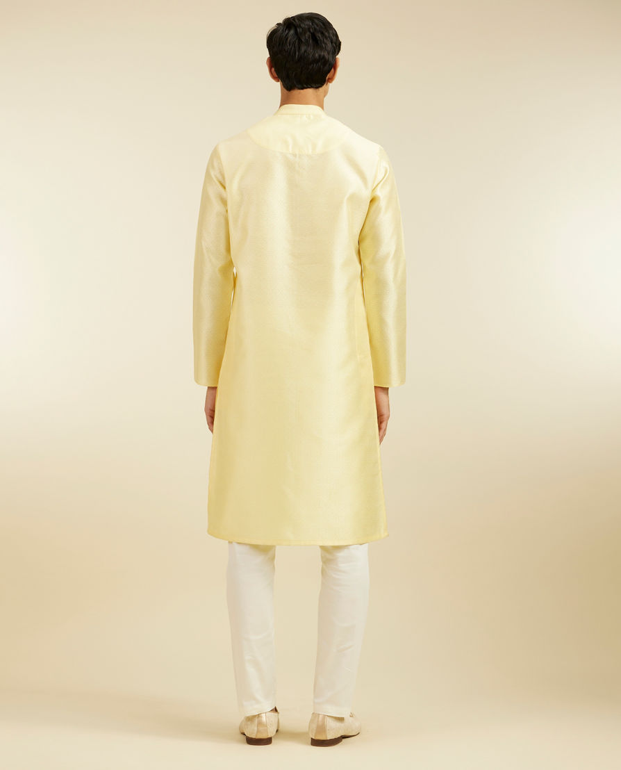 Diwas Men Lemon Yellow Grid Patterned Kurta Pajama
