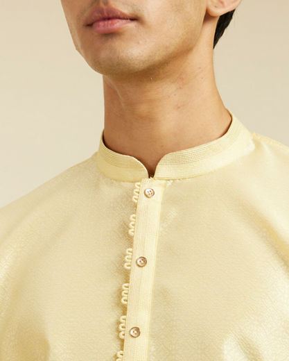 Diwas Men Lemon Yellow Grid Patterned Kurta Pajama