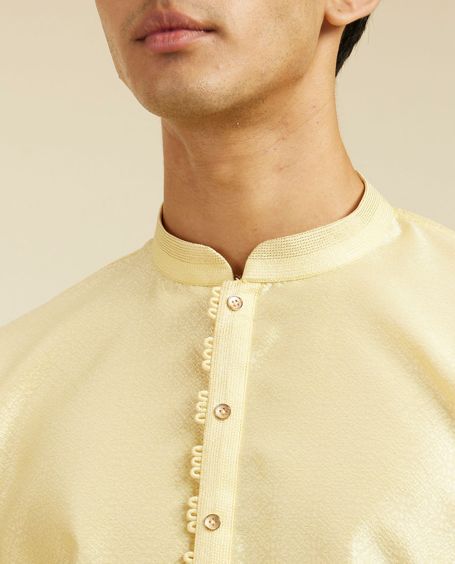 Diwas Men Lemon Yellow Grid Patterned Kurta Pajama