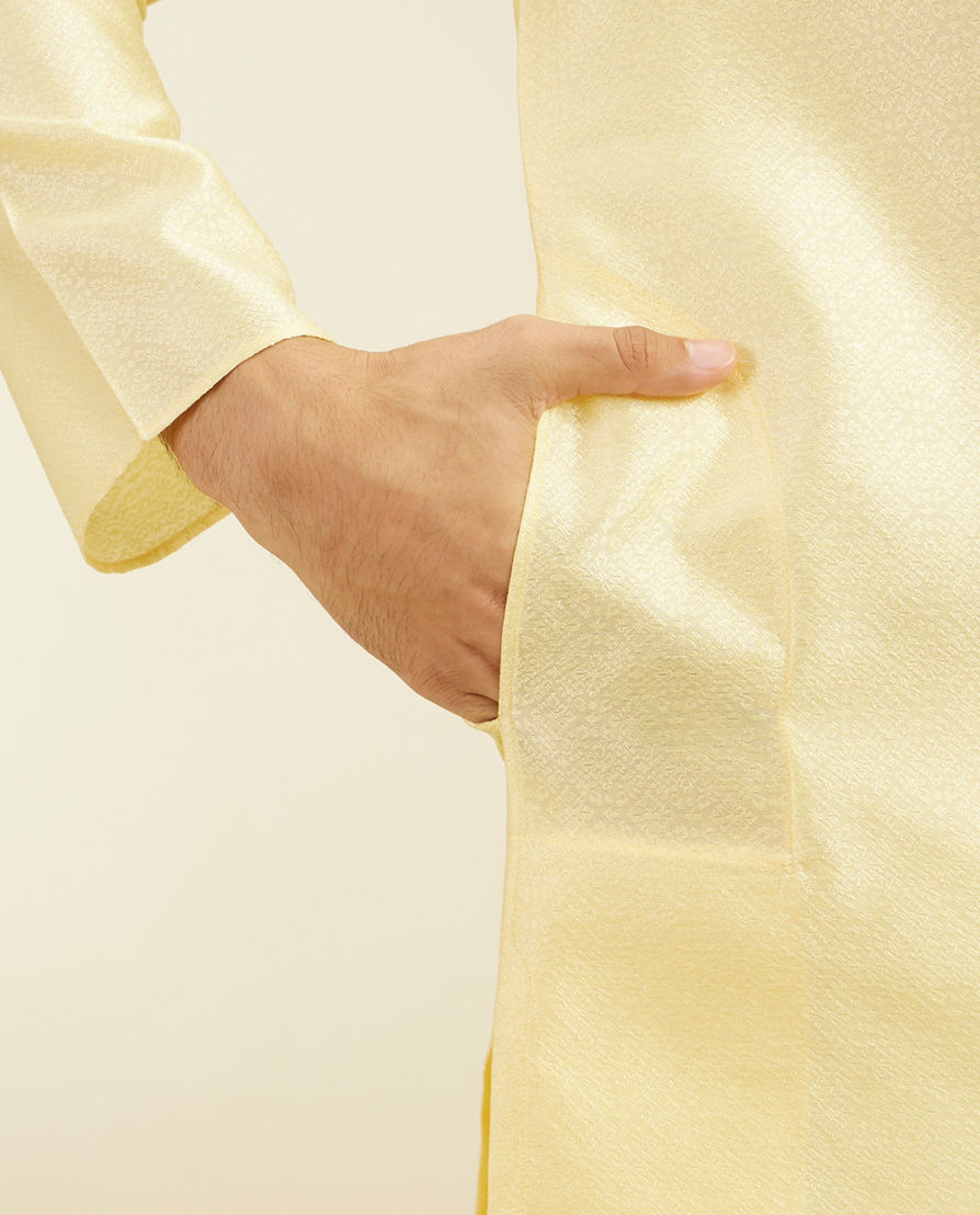 Diwas Men Lemon Yellow Grid Patterned Kurta Pajama