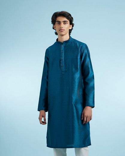 Diwas Men Teal Blue Kurta Pajama Splendor