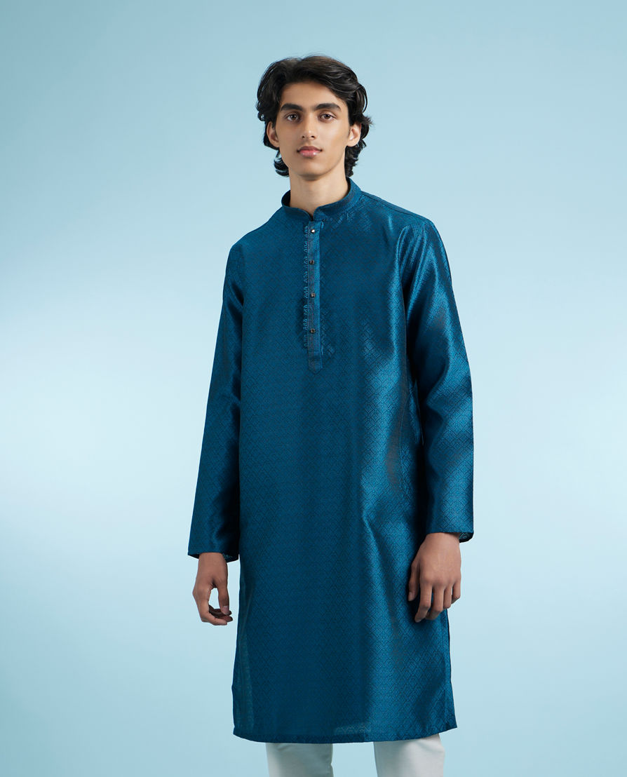 Diwas Men Teal Blue Kurta Pajama Splendor