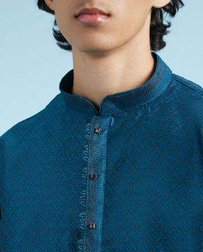 Diwas Men Teal Blue Kurta Pajama Splendor