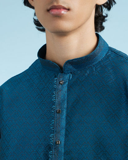 Diwas Men Teal Blue Kurta Pajama Splendor