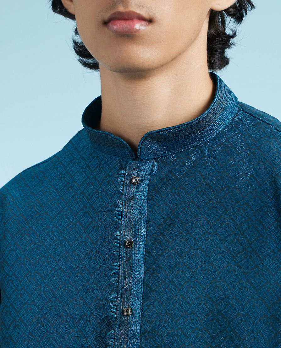 Diwas Men Teal Blue Kurta Pajama Splendor
