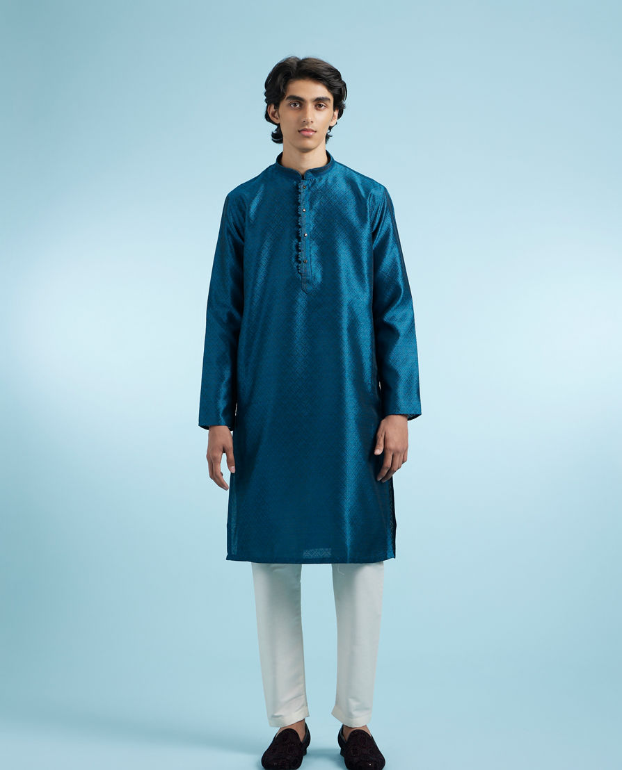Diwas Men Teal Blue Kurta Pajama Splendor