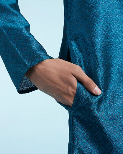 Diwas Men Teal Blue Kurta Pajama Splendor