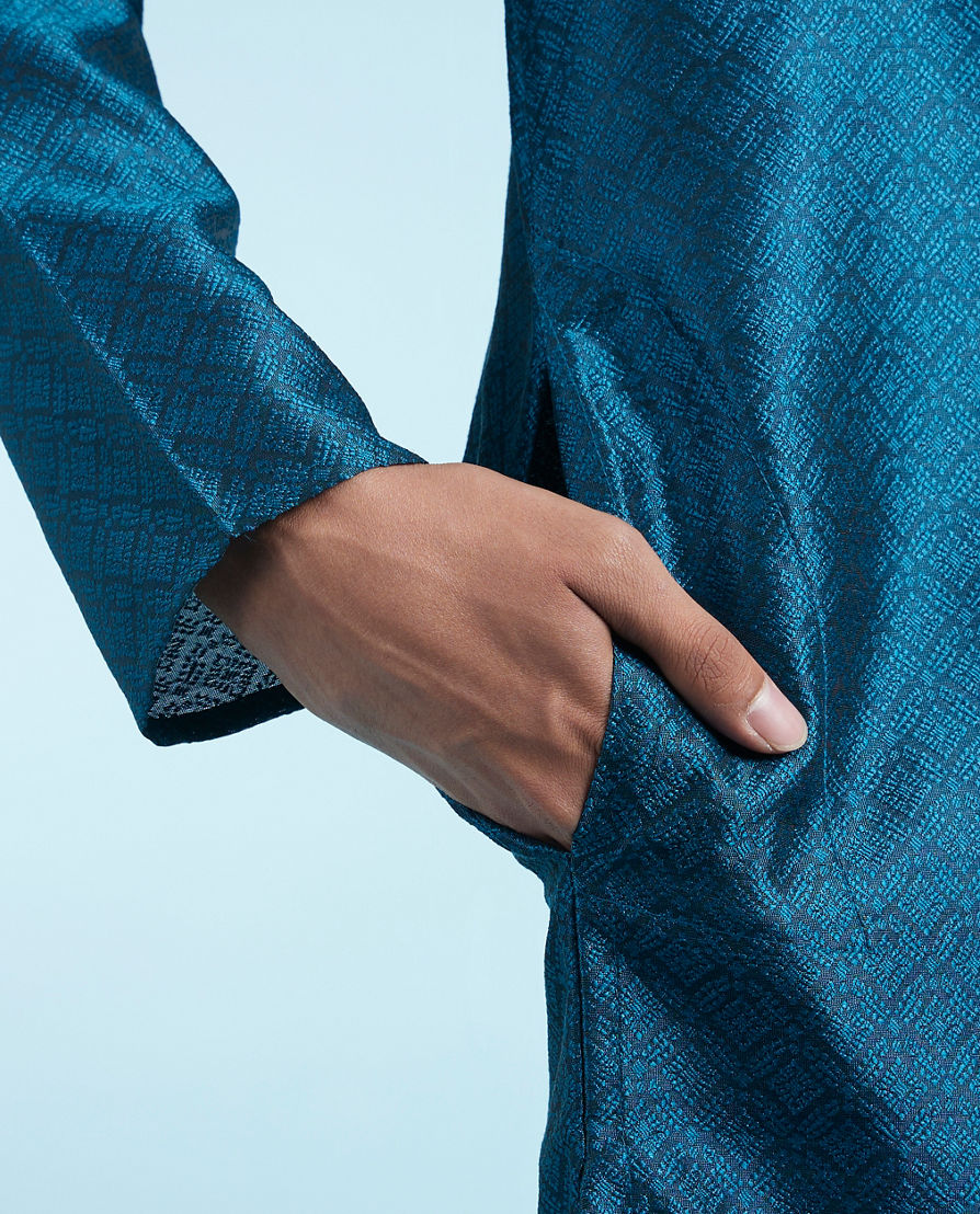 Diwas Men Teal Blue Kurta Pajama Splendor
