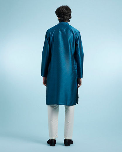 Diwas Men Teal Blue Kurta Pajama Splendor