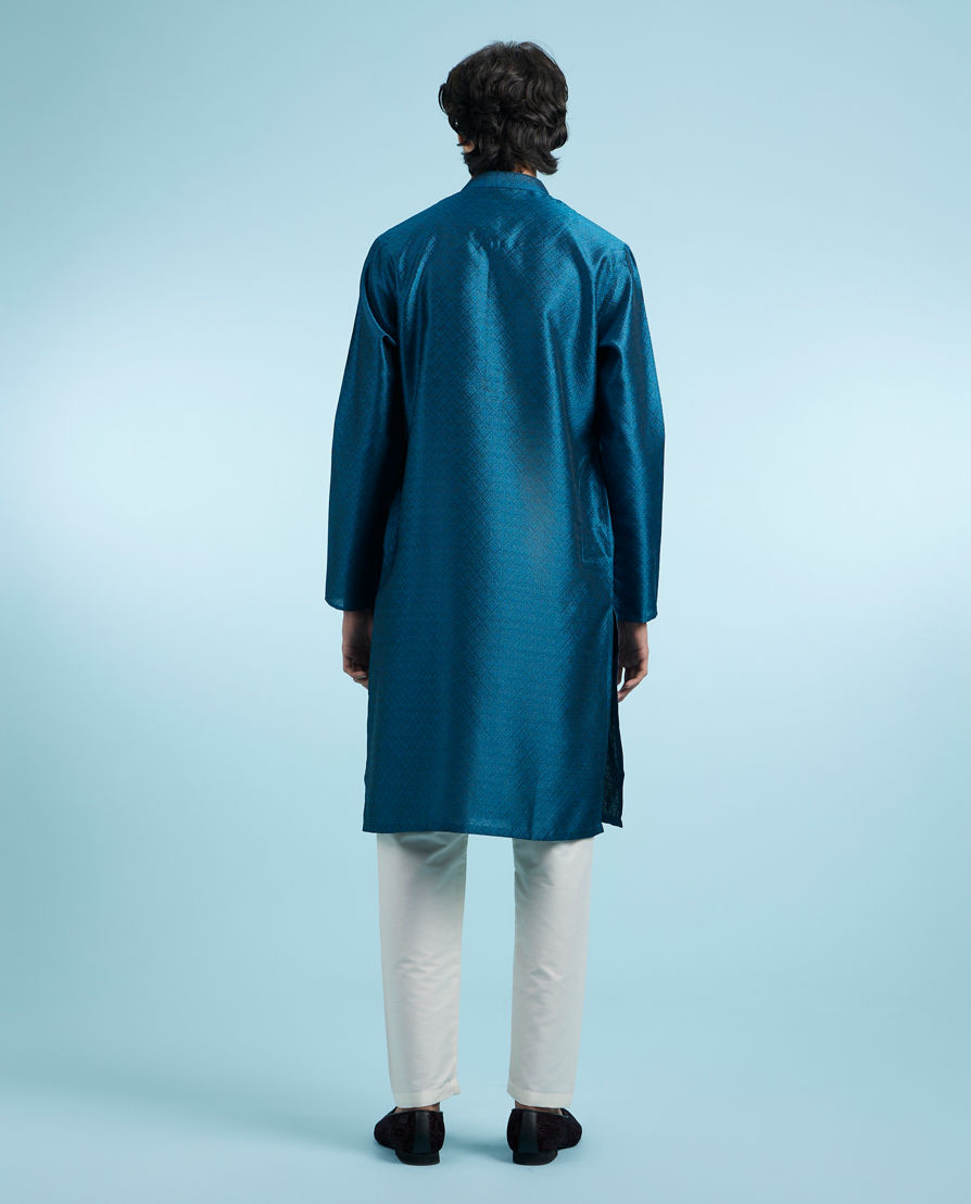 Diwas Men Teal Blue Kurta Pajama Splendor
