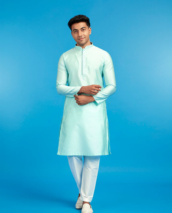 Diwas Men Aqua Green Elegance Kurta Pajama