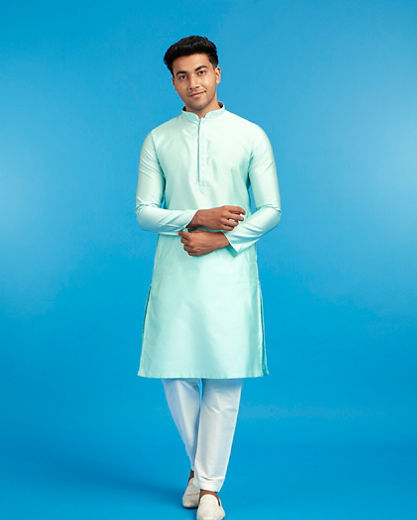 Diwas Men Aqua Green Elegance Kurta Pajama