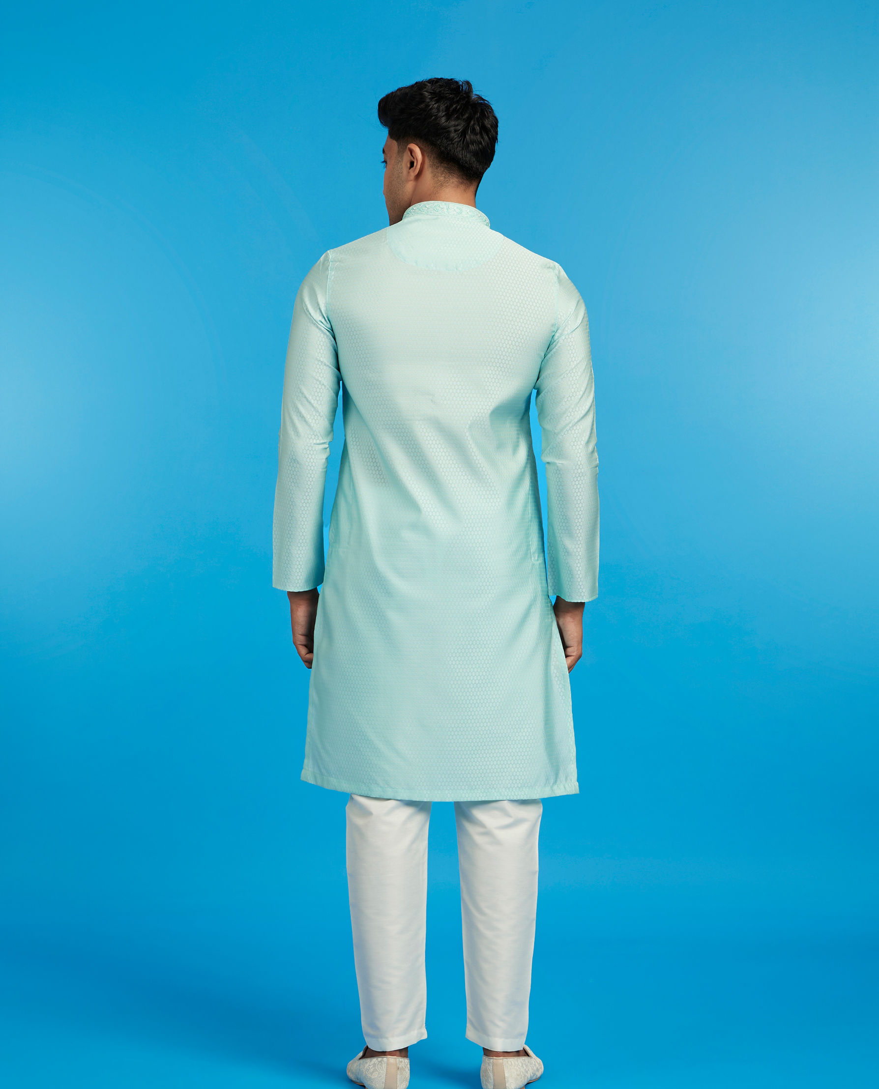 Diwas Men Aqua Green Elegance Kurta Pajama