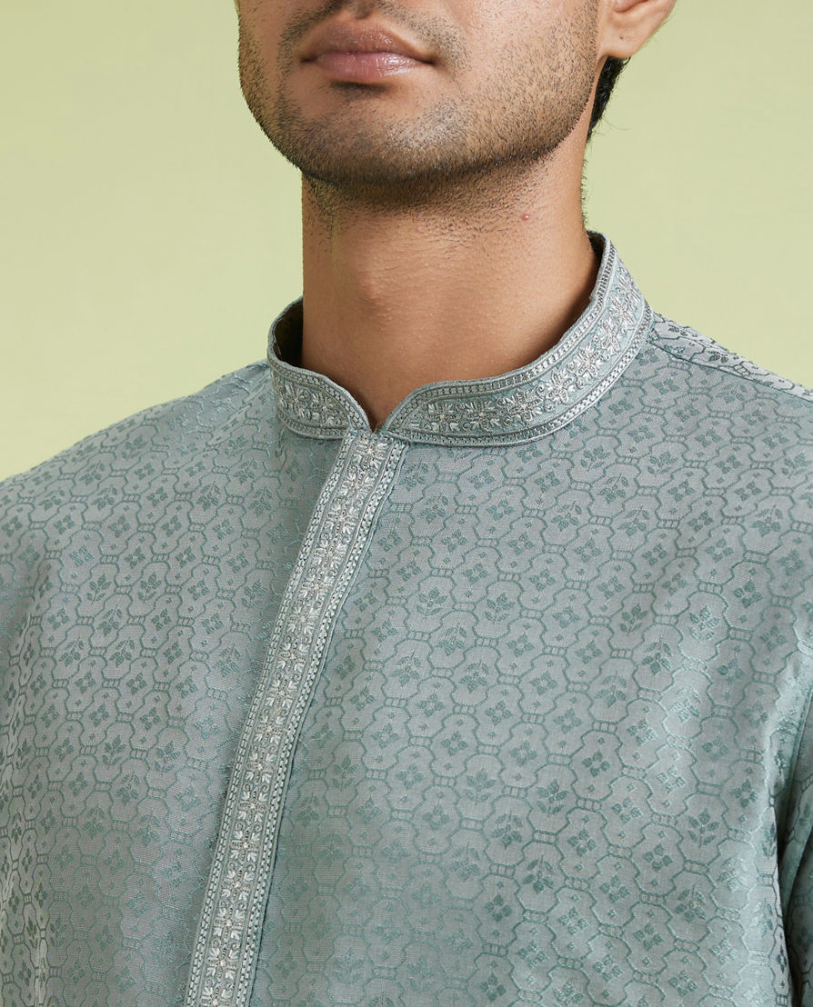 Diwas Men Pista Green Celebration Kurta Pajama