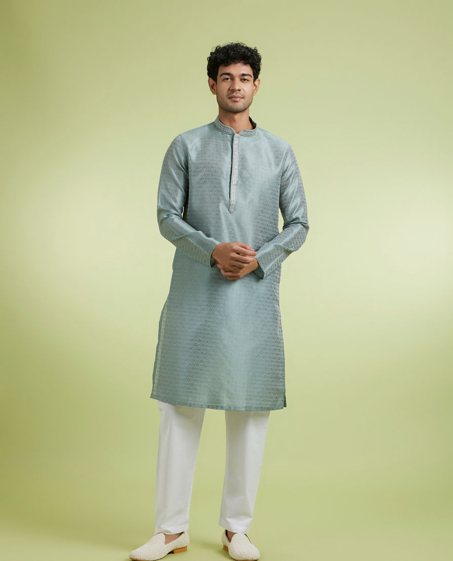 Diwas Men Pista Green Celebration Kurta Pajama