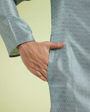 Diwas Men Pista Green Celebration Kurta Pajama