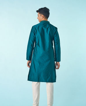 Diwas Men Teal Green Festive Elegance Kurta Pajama
