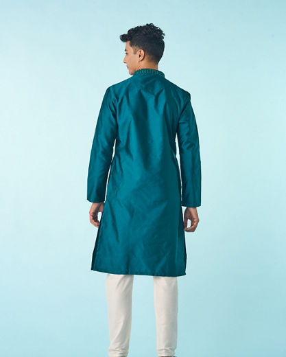 Diwas Men Teal Green Festive Elegance Kurta Pajama